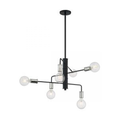 Ryder - 6 Light Chandelier with- Black and Polished Nickel Finish (81|60/7354)