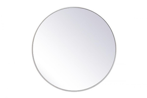 Metal frame round mirror 39 inch in silver (758|MR4839S)