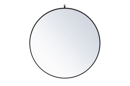 Metal Frame Round Mirror with Decorative Hook 39 Inch in Black (758|MR4739BK)