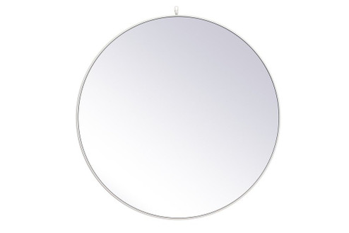 Metal Frame Round Mirror with Decorative Hook 45 Inch in White (758|MR4745WH)