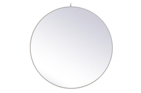 Metal frame round mirror with decorative hook 45 inch in silver (758|MR4745S)