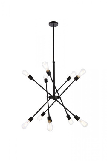 Axel 10 lights black pendant with hanging rod (758|LD8003D28BLA)