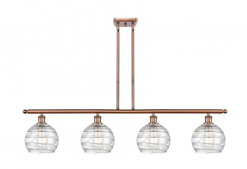 Athens Deco Swirl - 4 Light - 48 inch - Antique Copper - Stem hung - Island Light (3442|516-4I-AC-G1213-8-LED)