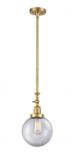 Beacon - 1 Light - 8 inch - Satin Gold - Stem Hung - Adjustable Mini Pendant (3442|206-SG-G202-8-LED)