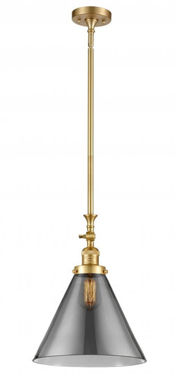 Cone - 1 Light - 12 inch - Satin Gold - Stem Hung - Adjustable Mini Pendant (3442|206-SG-G43-L-LED)
