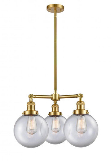 Beacon - 3 Light - 22 inch - Satin Gold - Stem Hung - Chandelier (3442|207-SG-G202-8-LED)
