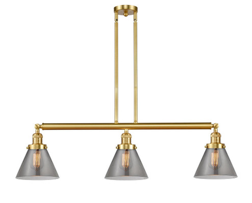Cone - 3 Light - 40 inch - Satin Gold - Stem Hung - Adjustable Island Light (3442|213-SG-G43)