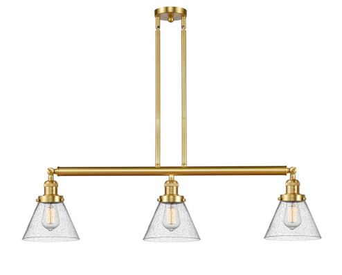 Cone - 3 Light - 40 inch - Satin Gold - Stem Hung - Adjustable Island Light (3442|213-SG-G44-LED)