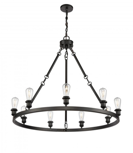 Saloon - 9 Light - 40 inch - Matte Black - Chain Hung - Chandelier (3442|840-BK)