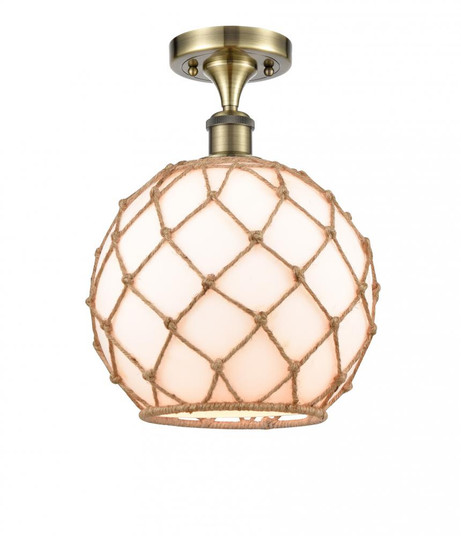 Farmhouse Rope - 1 Light - 10 inch - Antique Brass - Semi-Flush Mount (3442|516-1C-AB-G121-10RB-LED)