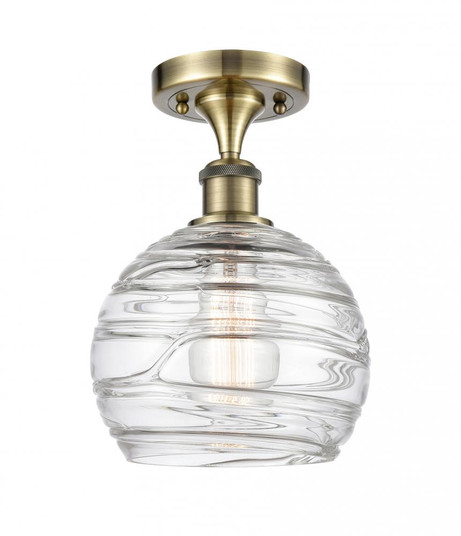 Athens Deco Swirl - 1 Light - 8 inch - Antique Brass - Semi-Flush Mount (3442|516-1C-AB-G1213-8-LED)