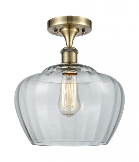 Fenton - 1 Light - 11 inch - Antique Brass - Semi-Flush Mount (3442|516-1C-AB-G92-L-LED)