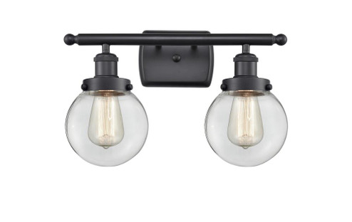 Beacon - 2 Light - 16 inch - Matte Black - Bath Vanity Light (3442|916-2W-BK-G202-6-LED)