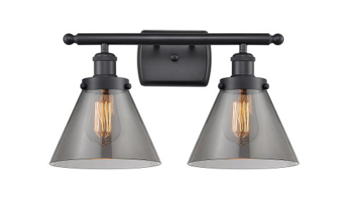 Cone - 2 Light - 18 inch - Matte Black - Bath Vanity Light (3442|916-2W-BK-G43)
