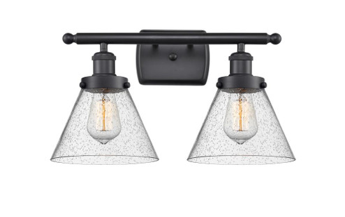 Cone - 2 Light - 18 inch - Matte Black - Bath Vanity Light (3442|916-2W-BK-G44-LED)