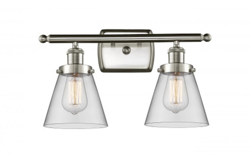 Cone - 2 Light - 16 inch - Brushed Satin Nickel - Bath Vanity Light (3442|916-2W-SN-G62-LED)