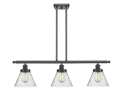 Cone - 3 Light - 36 inch - Matte Black - Stem Hung - Island Light (3442|916-3I-BK-G44)