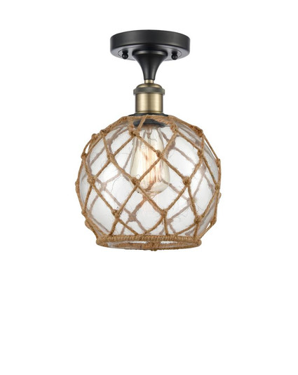 Farmhouse Rope - 1 Light - 8 inch - Black Antique Brass - Semi-Flush Mount (3442|516-1C-BAB-G122-8RB-LED)