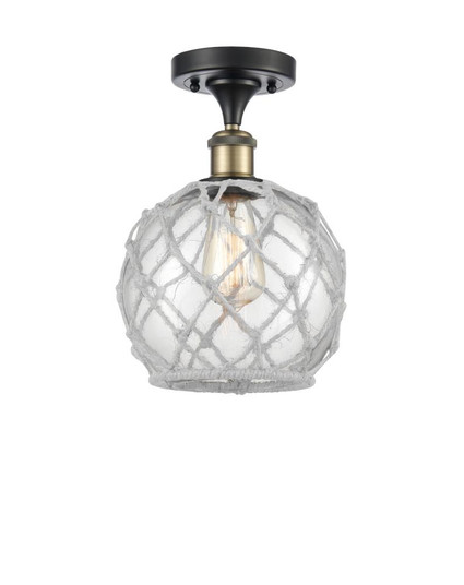 Farmhouse Rope - 1 Light - 8 inch - Black Antique Brass - Semi-Flush Mount (3442|516-1C-BAB-G122-8RW-LED)