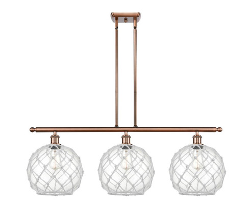 Farmhouse Rope - 3 Light - 37 inch - Antique Copper - Stem hung - Island Light (3442|516-3I-AC-G122-10RW)