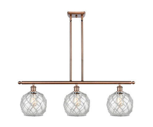 Farmhouse Rope - 3 Light - 36 inch - Antique Copper - Stem hung - Island Light (3442|516-3I-AC-G122-8RW)