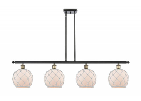 Farmhouse Rope - 4 Light - 48 inch - Black Antique Brass - Stem hung - Island Light (3442|516-4I-BAB-G121-8RW-LED)