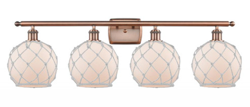 Farmhouse Rope - 4 Light - 38 inch - Antique Copper - Bath Vanity Light (3442|516-4W-AC-G121-8RW-LED)