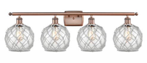 Farmhouse Rope - 4 Light - 38 inch - Antique Copper - Bath Vanity Light (3442|516-4W-AC-G122-8RW-LED)