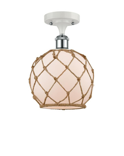 Farmhouse Rope - 1 Light - 8 inch - White Polished Chrome - Semi-Flush Mount (3442|516-1C-WPC-G121-8RB)