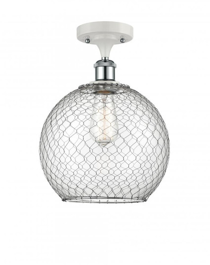 Farmhouse Chicken Wire - 1 Light - 10 inch - White Polished Chrome - Semi-Flush Mount (3442|516-1C-WPC-G122-10CSN-LED)