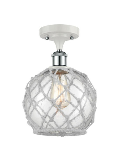 Farmhouse Rope - 1 Light - 8 inch - White Polished Chrome - Semi-Flush Mount (3442|516-1C-WPC-G122-8RW-LED)
