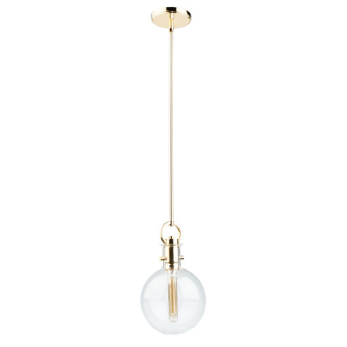 Single Round Glass Pendant (Polished Brass) (12|AC10120PB)