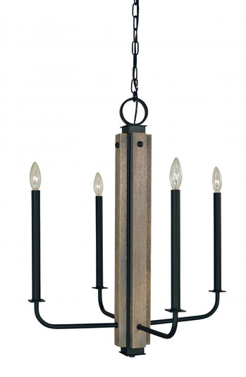 4-Light Matte Black With Grey Oak Accents Loft Chandelier (84|5414 Mblack)