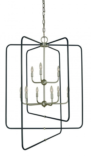 9-Light Satin Pewter With Matte Black Accents Montrose Foyer Chandelier (84|5429 SP/Mblack)