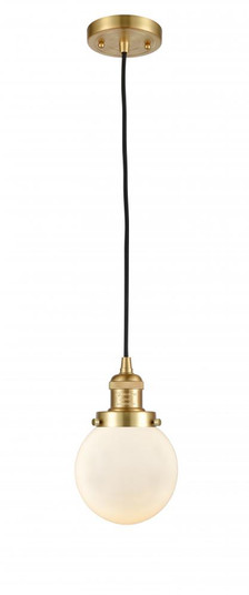 Beacon - 1 Light - 6 inch - Satin Gold - Cord hung - Mini Pendant (3442|201C-SG-G201-6)
