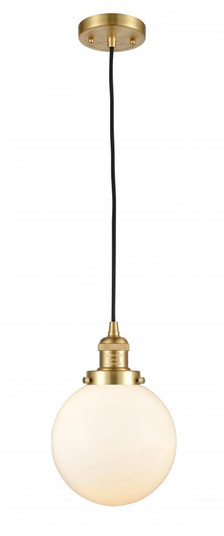 Beacon - 1 Light - 8 inch - Satin Gold - Cord hung - Mini Pendant (3442|201C-SG-G201-8-LED)