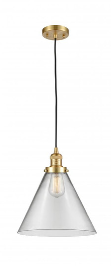 Cone - 1 Light - 12 inch - Satin Gold - Cord hung - Mini Pendant (3442|201C-SG-G42-L)