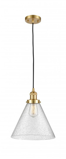 Cone - 1 Light - 12 inch - Satin Gold - Cord hung - Mini Pendant (3442|201C-SG-G44-L-LED)