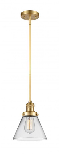 Cone - 1 Light - 8 inch - Satin Gold - Stem Hung - Mini Pendant (3442|201S-SG-G42)