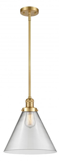 Cone - 1 Light - 12 inch - Satin Gold - Stem Hung - Mini Pendant (3442|201S-SG-G42-L)