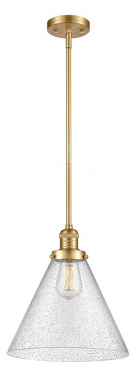 Cone - 1 Light - 12 inch - Satin Gold - Stem Hung - Mini Pendant (3442|201S-SG-G44-L)