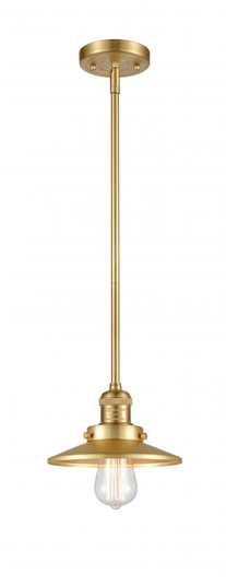 Railroad - 1 Light - 8 inch - Satin Gold - Stem Hung - Mini Pendant (3442|201S-SG-M4-LED)