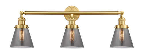 Cone - 3 Light - 30 inch - Satin Gold - Bath Vanity Light (3442|205-SG-G63)