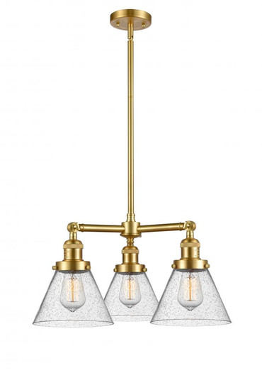 Cone - 3 Light - 22 inch - Satin Gold - Stem Hung - Chandelier (3442|207-SG-G44-LED)