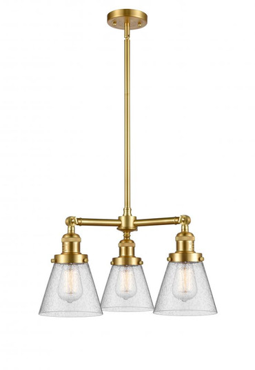 Cone - 3 Light - 19 inch - Satin Gold - Stem Hung - Chandelier (3442|207-SG-G64-LED)