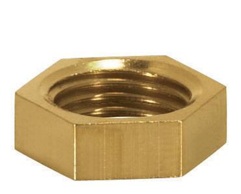 Brass Hexagon Locknut; 1/8 IP; 1/2'' Hexagon; 3/16'' Thick; Unfinished (27|90/1700)