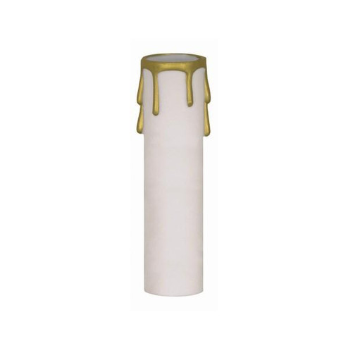 Plastic Drip Candle Cover; White Plastic With Gold Drip; 1-3/16'' Inside Diameter; 1-1/4'' (27|90/369)