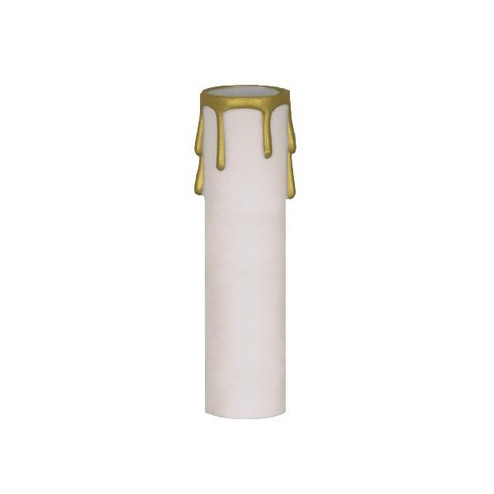 Plastic Drip Candle Cover; White Plastic With Gold Drip; 1-3/16'' Inside Diameter; 1-1/4'' (27|90/373)