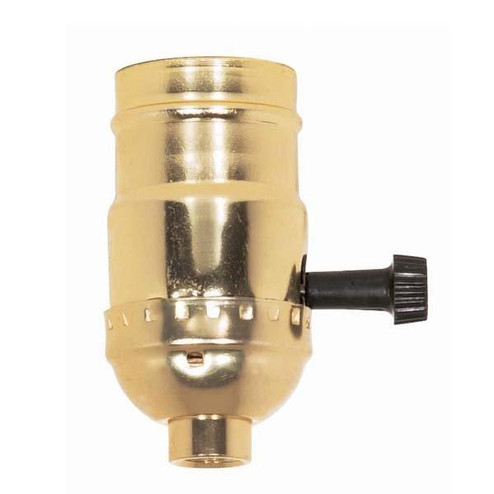3-Way (2 Circuit) Turn Knob Socket With Removable Knob; 1/8 IPS; Aluminum; Brite Gilt Finish; 250W; (27|90/412)