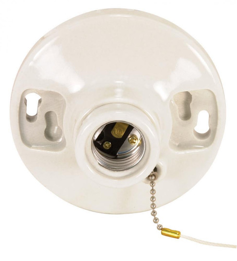 2 Terminal Glazed Porcelain On-Off Pull Chain Ceiling Receptacle; Screw Terminals; 4-3/8'' (27|90/443)